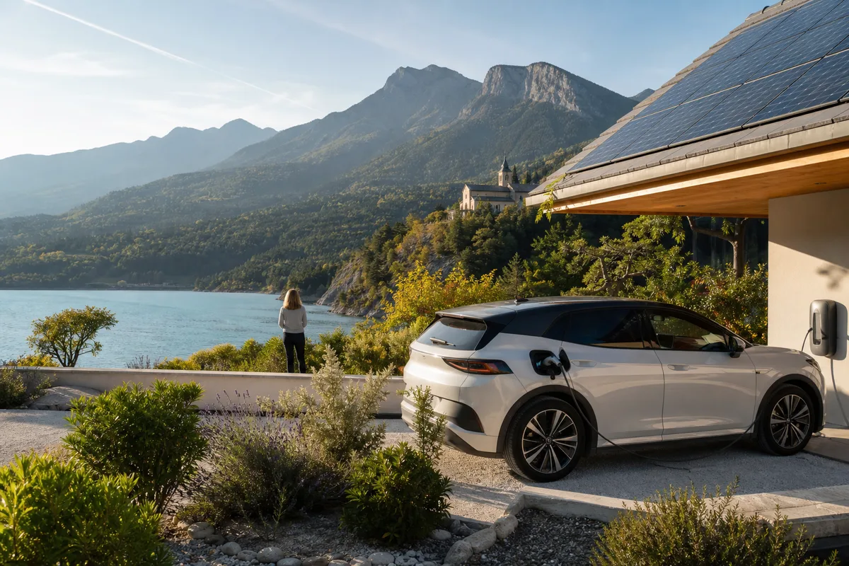 Recharge de voiture électrique à Crots : rouler au soleil de la rive de Serre-Ponçon, sous Boscodon
